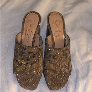 Jessica Simpson Sparkle Cheetah Wedge Shoes